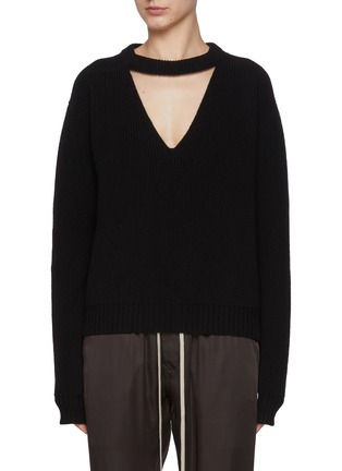 Main View - Click To Enlarge - RICK OWENS  - Eclipse Front Strap V-Neck Sweater