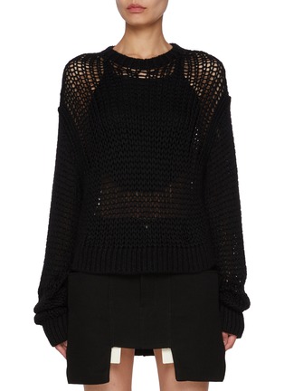 Main View - Click To Enlarge - RICK OWENS  - Holey Knit Cashmere Silk Sweater