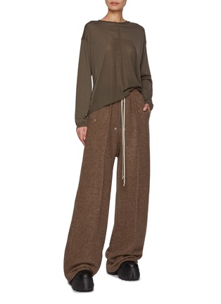 Figure View - Click To Enlarge - RICK OWENS  - Bela Drawstring Virgin Wool Wide Leg Pants