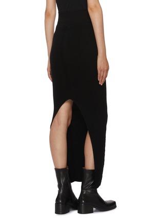 Back View - Click To Enlarge - RICK OWENS  - Fitted Ribbed Wool Pillar Skirt