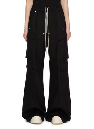 Main View - Click To Enlarge - RICK OWENS  - Bela Wide Leg Wool Cargo Trousers