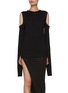 Main View - Click To Enlarge - RICK OWENS  - Open Cutout Cape Sleeve Wool Knit Top