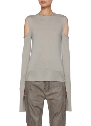 Main View - Click To Enlarge - RICK OWENS  - Open Cutout Cape Sleeve Wool Knit Top