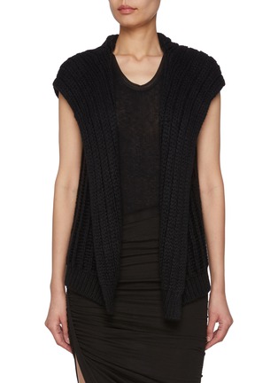 Main View - Click To Enlarge - RICK OWENS  - Holey Knit Cashmere Silk Hooded Gilet