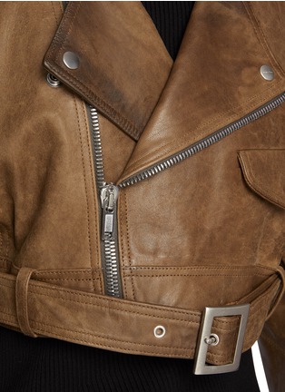  - RICK OWENS  - Cropped Leather Biker Jacket