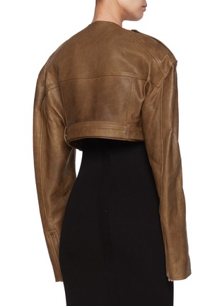 Back View - Click To Enlarge - RICK OWENS  - Cropped Leather Biker Jacket