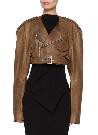 Main View - Click To Enlarge - RICK OWENS  - Cropped Leather Biker Jacket