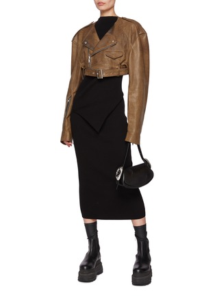 Figure View - Click To Enlarge - RICK OWENS  - Cropped Leather Biker Jacket