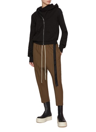 Figure View - Click To Enlarge - RICK OWENS  - Astaires Cropped Drawstring Wool Trousers