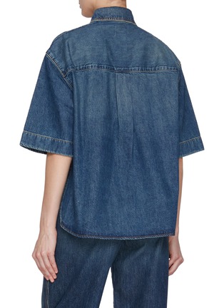 Back View - Click To Enlarge - KHAITE - Mahsha Oversized Cropped Denim Shirt