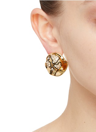 Figure View - Click To Enlarge - VENNA - Classic Gold Toned Metal Stud Earrings