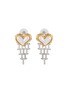Main View - Click To Enlarge - VENNA - Heart With Silver Toned Metal Fringe Drop Earrings