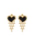 Main View - Click To Enlarge - VENNA - Heart With Gold Toned Metal Fringe Drop Earrings