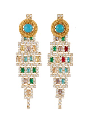 Main View - Click To Enlarge - VENNA - Turqoise With Gold Toned Metal Chandelier Drop Earrings
