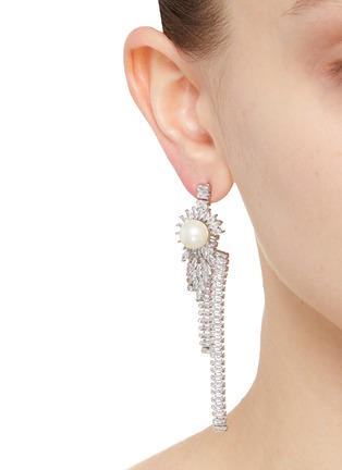 Figure View - Click To Enlarge - VENNA - Pearl With Crystal Fringe Drop Earrings