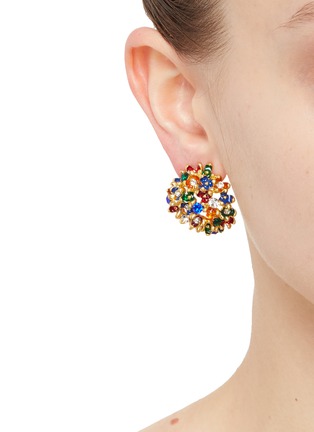 Front View - Click To Enlarge - VENNA - Crystal Blossom Stud Earrings