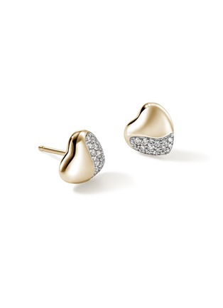 Detail View - Click To Enlarge - JOHN HARDY - Pebble 14K Gold Diamond Heart Stud Earrings