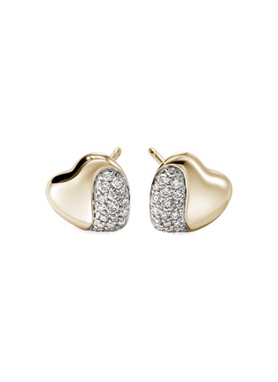 Main View - Click To Enlarge - JOHN HARDY - Pebble 14K Gold Diamond Heart Stud Earrings