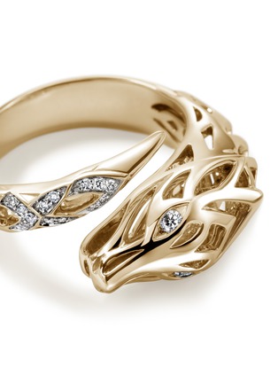 Detail View - Click To Enlarge - JOHN HARDY - Naga 14K Gold Diamond Bypass Ring — Size 7