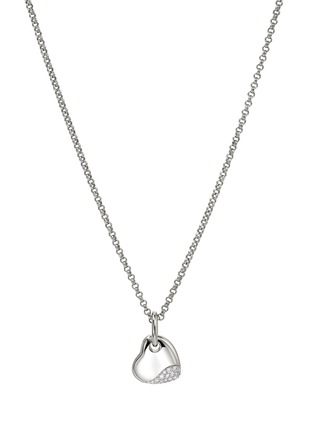 Main View - Click To Enlarge - JOHN HARDY - Pebble Sterling Silver Diamond Heart Pendant Necklace — Size 16-18