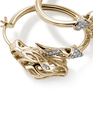 Detail View - Click To Enlarge - JOHN HARDY - Naga 14K Gold Diamond Sapphire Hoop Earrings