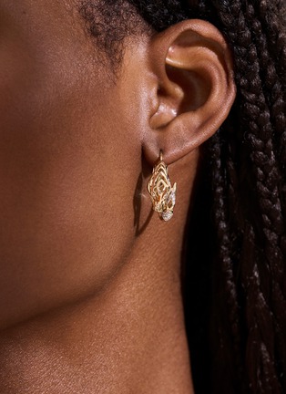  - JOHN HARDY - Naga 14K Gold Diamond Sapphire Hoop Earrings