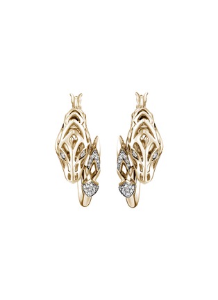 Main View - Click To Enlarge - JOHN HARDY - Naga 14K Gold Diamond Sapphire Hoop Earrings
