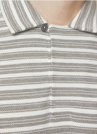  - ZEGNA - Striped Honeycomb Cotton Polo T-Shirt