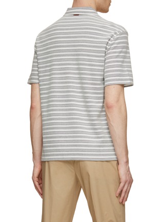 Back View - Click To Enlarge - ZEGNA - Striped Honeycomb Cotton Polo T-Shirt