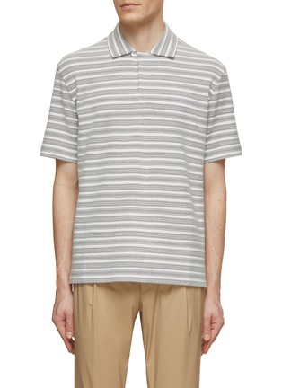 Main View - Click To Enlarge - ZEGNA - Striped Honeycomb Cotton Polo T-Shirt