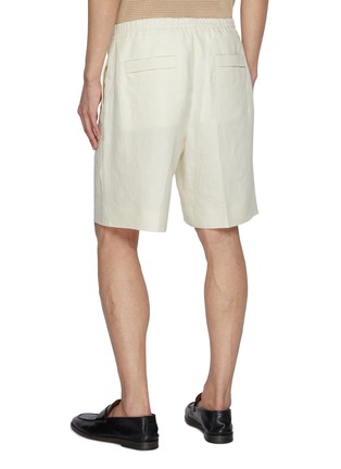 Back View - Click To Enlarge - ZEGNA - Elastic Waist Linen Shorts