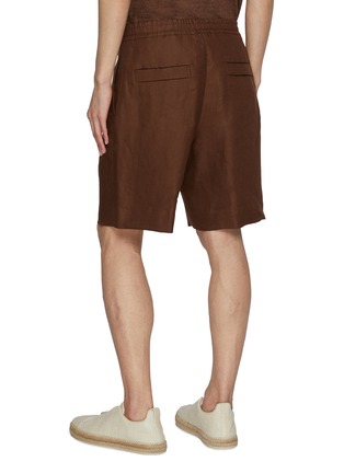 Back View - Click To Enlarge - ZEGNA - Elastic Waist Linen Shorts