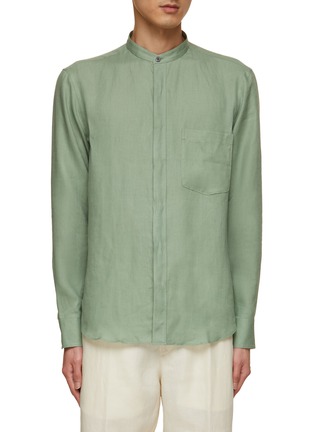 Main View - Click To Enlarge - ZEGNA - Stand Collar Linen Shirt
