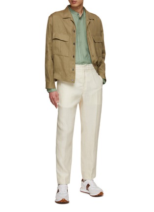 Figure View - Click To Enlarge - ZEGNA - Stand Collar Linen Shirt