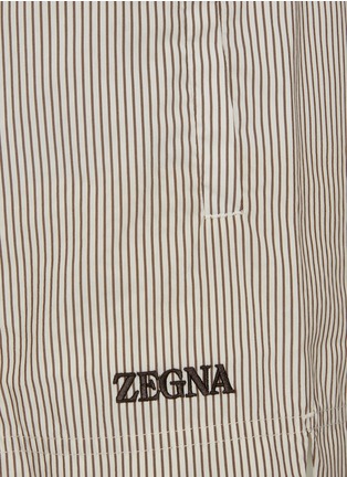  - ZEGNA - Striped Elasticated Drawstring Waist Swim Shorts