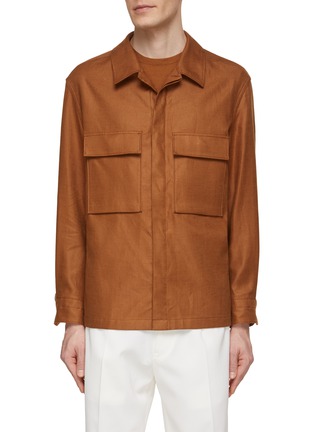 Main View - Click To Enlarge - ZEGNA - Button Up Linen Overshirt