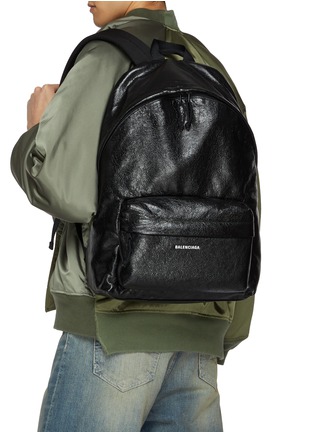 Figure View - Click To Enlarge - BALENCIAGA - Explorer Crinkled Leather Backpack