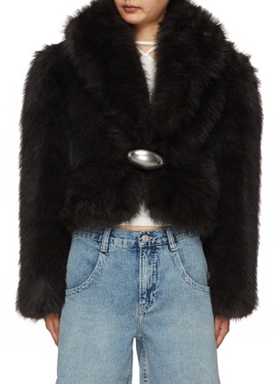 Main View - Click To Enlarge - ALEXANDERWANG - Metal Logo Plate Chubby Fur Coat