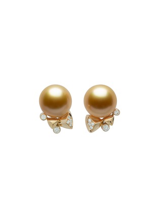 Main View - Click To Enlarge - JEWELMER - Berlingot 18K Gold Golden South Sea Pearl Diamond Earrings