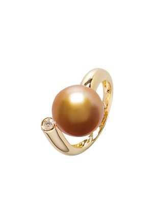 Main View - Click To Enlarge - JEWELMER - Comète 18K Gold Golden South Sea Pearl Diamond Ring — Size 52