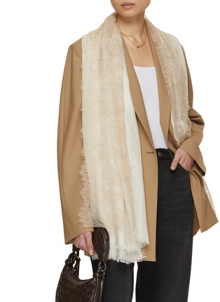 Figure View - Click To Enlarge - LANE'S - Lace Trim Cashmere Silk Scarf