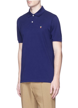 Front View - Click To Enlarge - PAUL SMITH - Strawberry skull embroidered piqué polo shirt