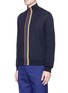 Front View - Click To Enlarge - PAUL SMITH - Contrast trim Merino wool zip cardigan