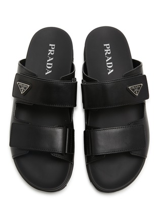Detail View - Click To Enlarge - PRADA - Double Band Leather Slides