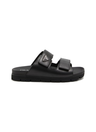 Main View - Click To Enlarge - PRADA - Double Band Leather Slides