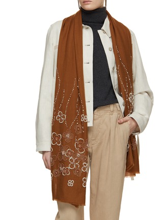 Figure View - Click To Enlarge - JANAVI - Perla Embroidered Merino Wool Scarf