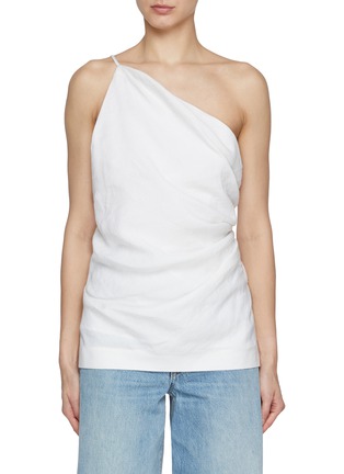 Main View - Click To Enlarge - TOVE - Draped Backless One Shoulder Linen Top