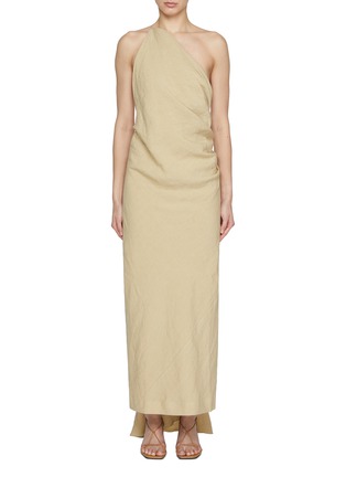 Main View - Click To Enlarge - TOVE - Draped Backless One Shoulder Linen Dress
