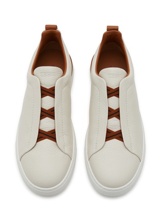 Detail View - Click To Enlarge - ERMENEGILDO ZEGNA - Triple Stitch Leather Low Top Sneakers