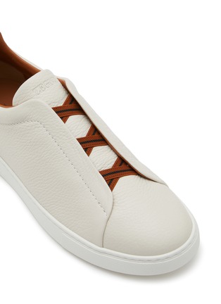 Detail View - Click To Enlarge - ERMENEGILDO ZEGNA - Triple Stitch Leather Low Top Sneakers